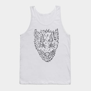 Scary Beast Monster Horror Black Lineart T-Shirt Tank Top